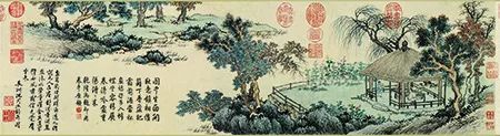 一幅画，道尽明代文人的秋日雅趣：《盆菊幽赏图卷》的细腻描摹 历代国画 第3张