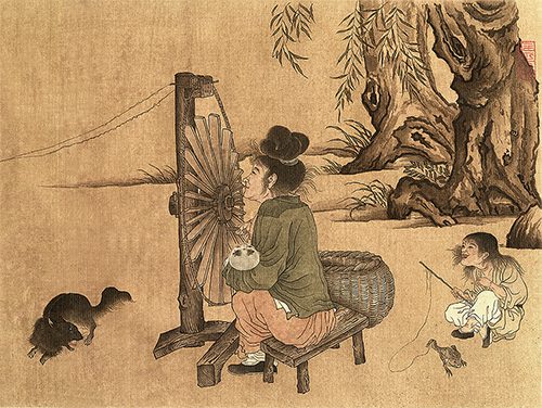 从王居正的《纺车图》看北宋：繁华背后的民间真实生活 历代国画 第1张