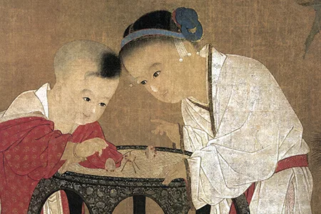《秋庭戏婴图》:看看千年前北宋的孩童都玩什么游戏? 历代国画 第4张-墨韵书香