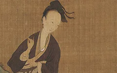 五代 周文矩《西子浣纱图》绢本64X64 历代国画 第1张