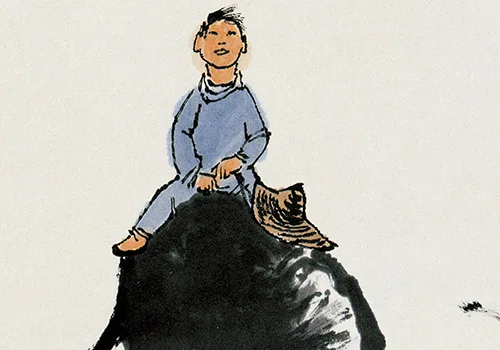 李可染笔下的春日童话：牧童骑牛过，花开似云霞 历代国画 第5张