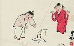 战乱年代的 “天真” 画：齐白石笔下五个玩风筝的小孩，道尽中国人的苦与盼 历代国画 第1张