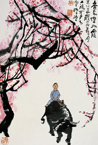 李可染笔下的春日童话：牧童骑牛过，花开似云霞 历代国画 第7张