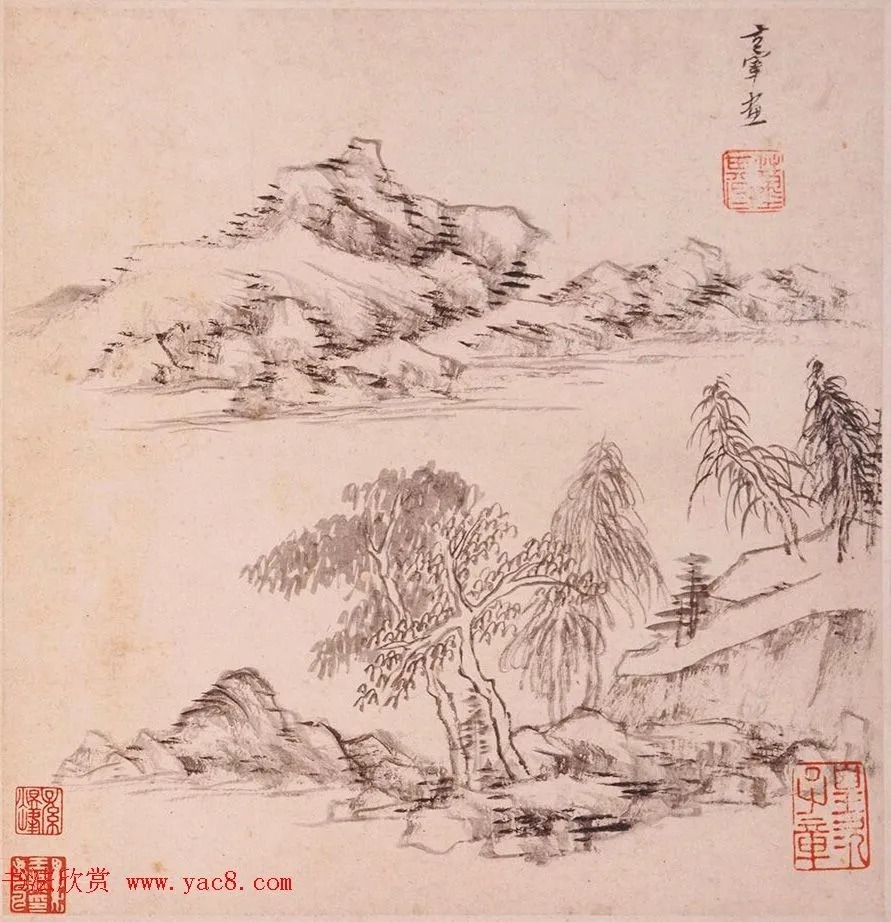 2位同年进士同题《董其昌山水册》 历代书法 第27张