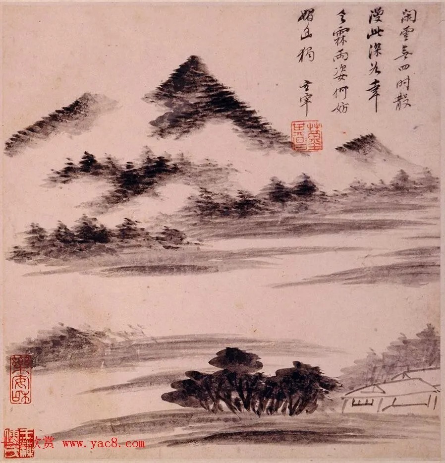 2位同年进士同题《董其昌山水册》 历代书法 第21张