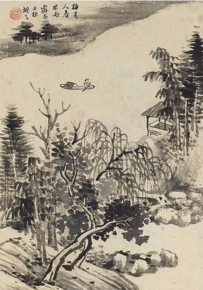 查士标画山水，用笔疏简，意境清旷 名人名家 第5张