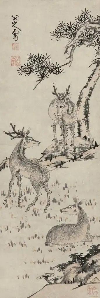 八大山人画鹿 名人名家 第5张