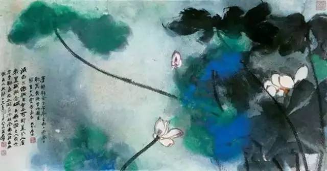 张大千、刘海粟、谢稚柳、宋文治的泼彩画 名人名家 第11张