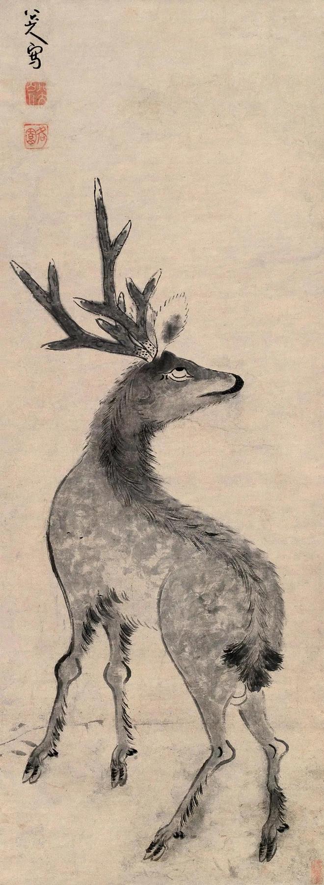 八大山人画鹿 名人名家 第6张