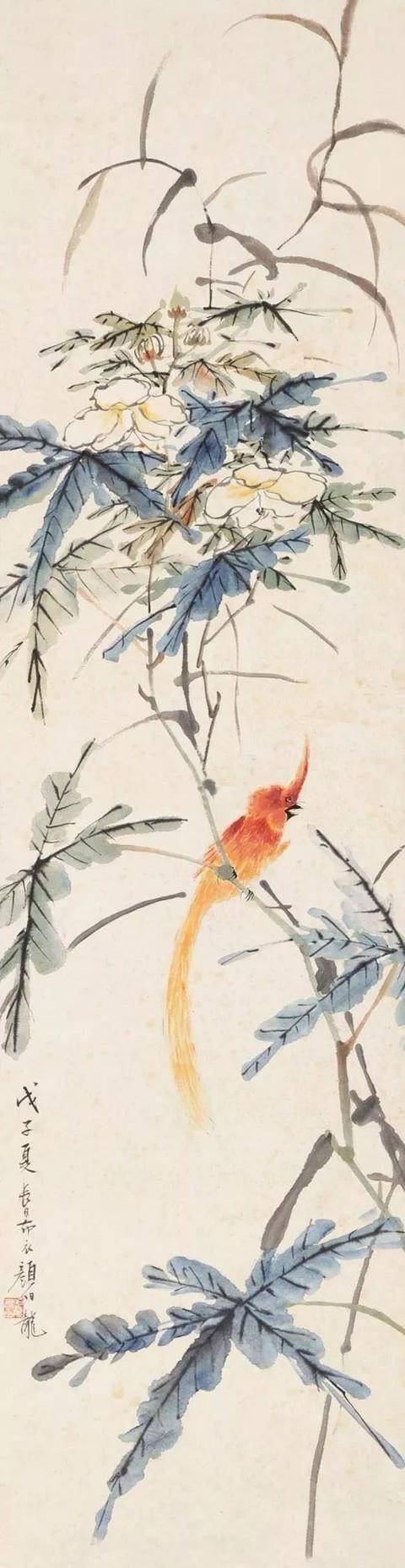 颜伯龙花鸟画艺术：工写交融下的自然之美与情感共鸣 名人名家 第75张