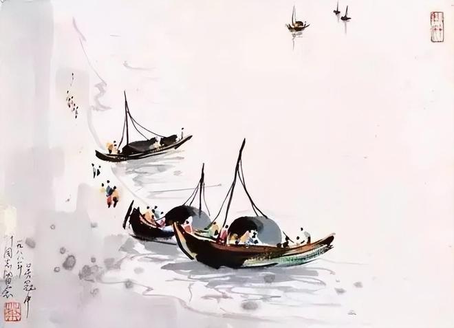 吴冠中笔下的小船，意境深远 名人名家 第8张