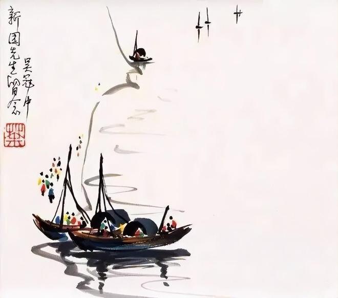 吴冠中笔下的小船，意境深远 名人名家 第14张