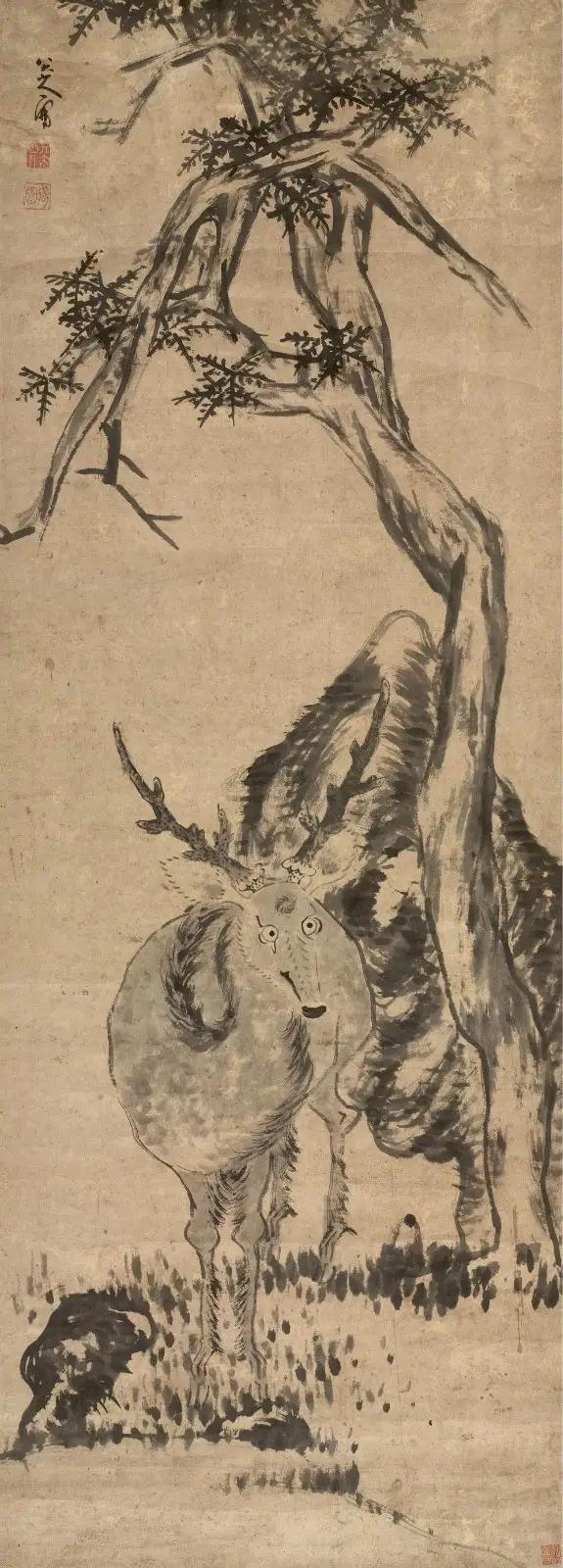 八大山人画鹿 名人名家 第8张