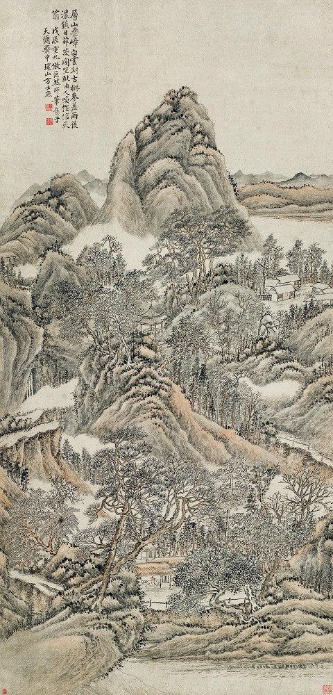 笔情茂密、气势跌宕︱清代方士庶山水画作品 名人名家 第3张
