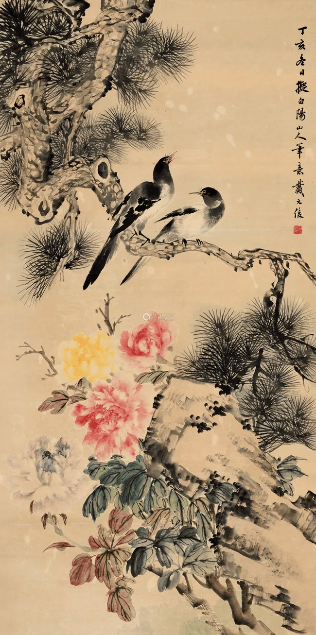 海派·戴元俊富贵牡丹图赏析！ 名人名家 第7张
