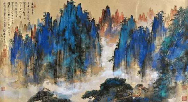 张大千、刘海粟、谢稚柳、宋文治的泼彩画 名人名家 第17张