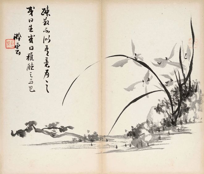 汪梅鼎《山水墨兰册》 历代国画 第2张