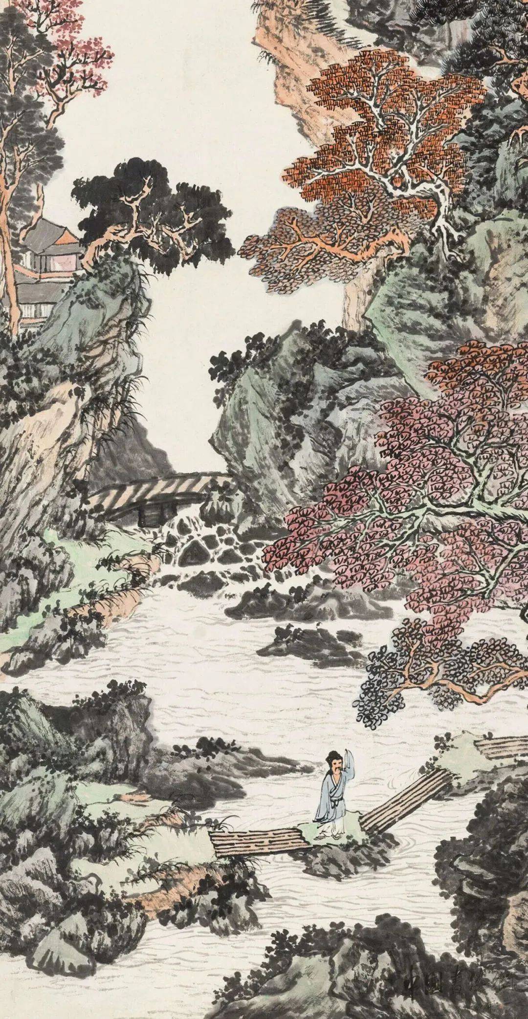 鄭午昌《翠壁中流》 历代国画 第3张