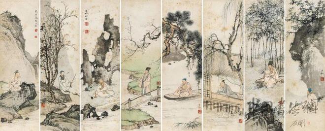 陈少梅《高士图屏风八幅》 历代国画 第1张