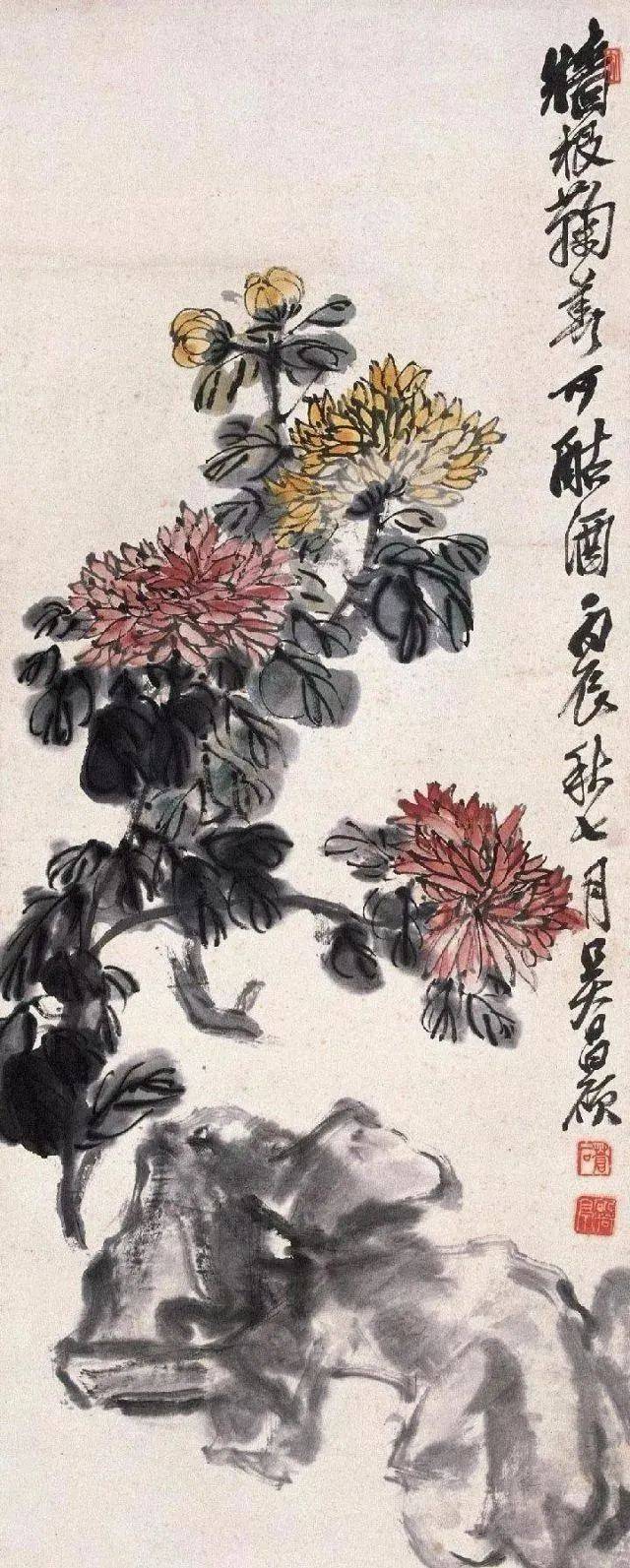 吴昌硕画菊花，大朴大雅 名人名家 第18张