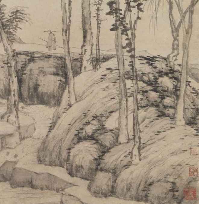 沈周《策杖图轴》 历代国画 第4张