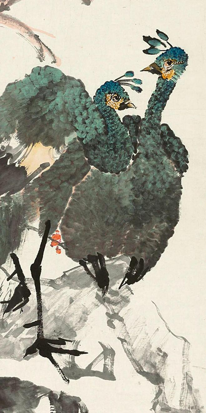 任颐《孔雀迎春》 历代国画 第3张