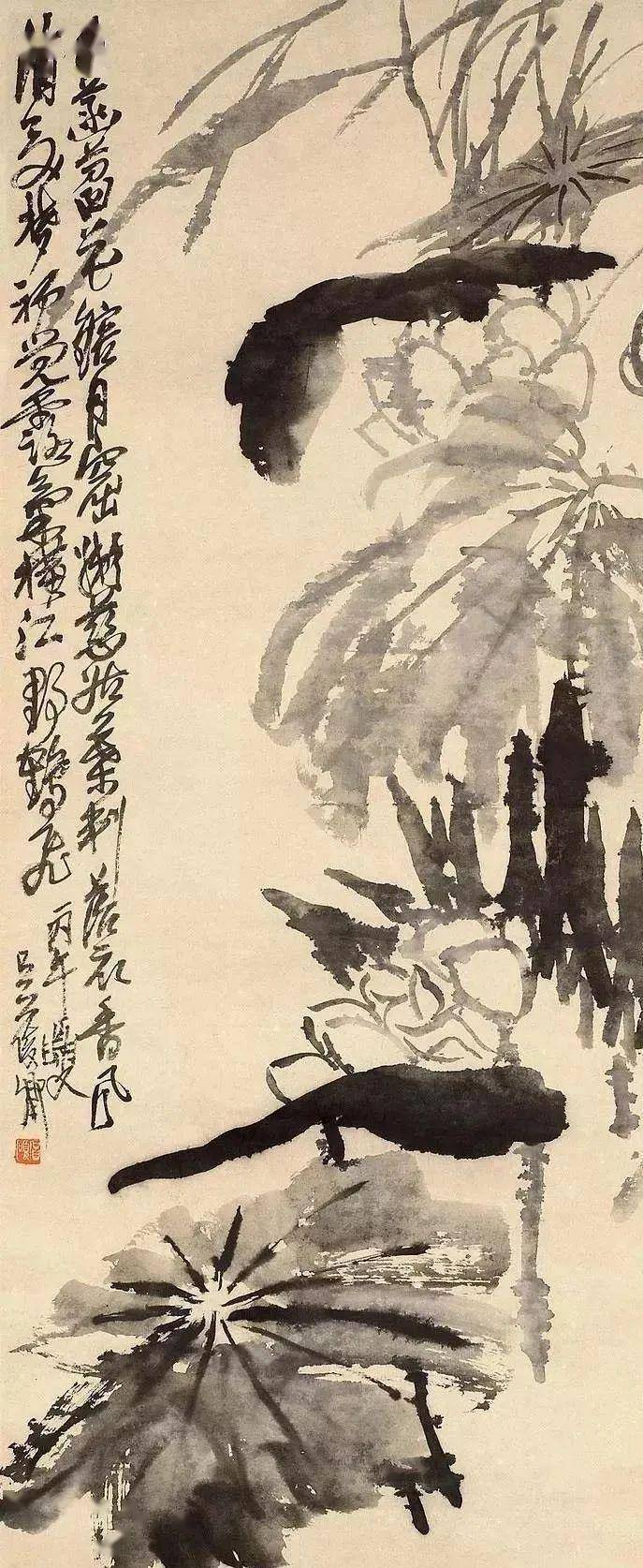 吴昌硕的画荷笔墨搭配，相得益彰 名人名家 第22张