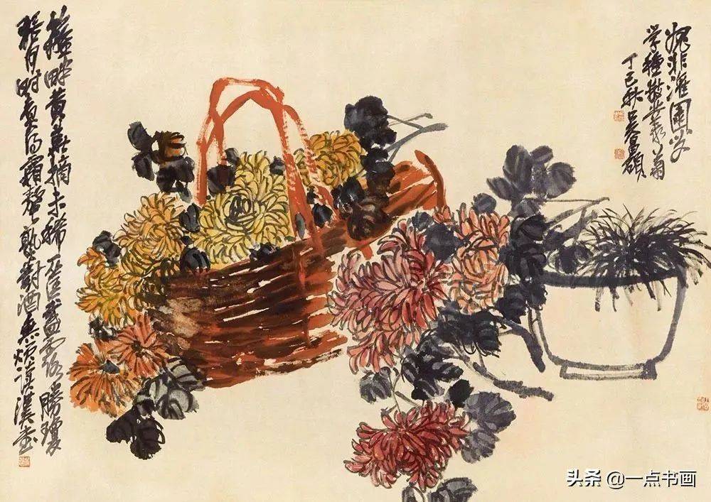 吴昌硕画菊花，大朴大雅 名人名家 第1张