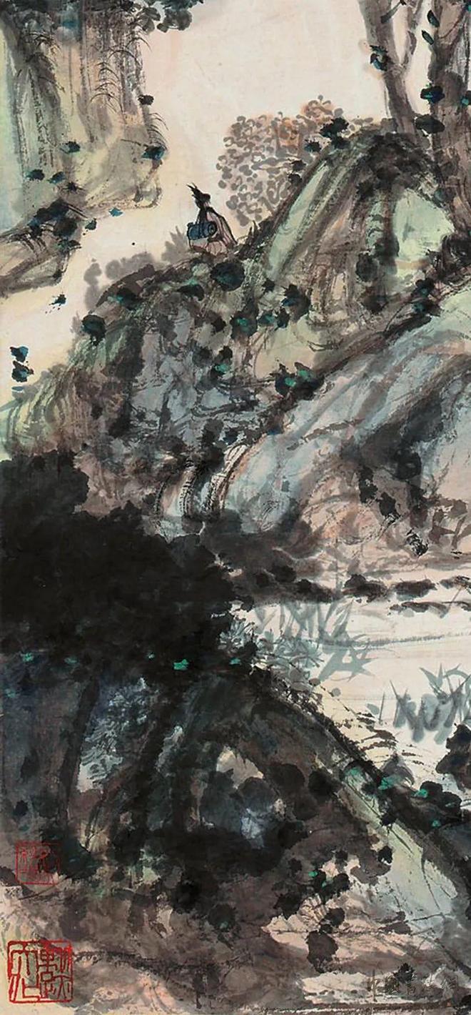 傅抱石《秋山策杖》 历代国画 第2张