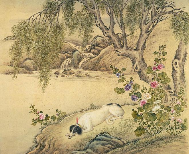 艾启蒙《十犬图》 历代国画 第1张