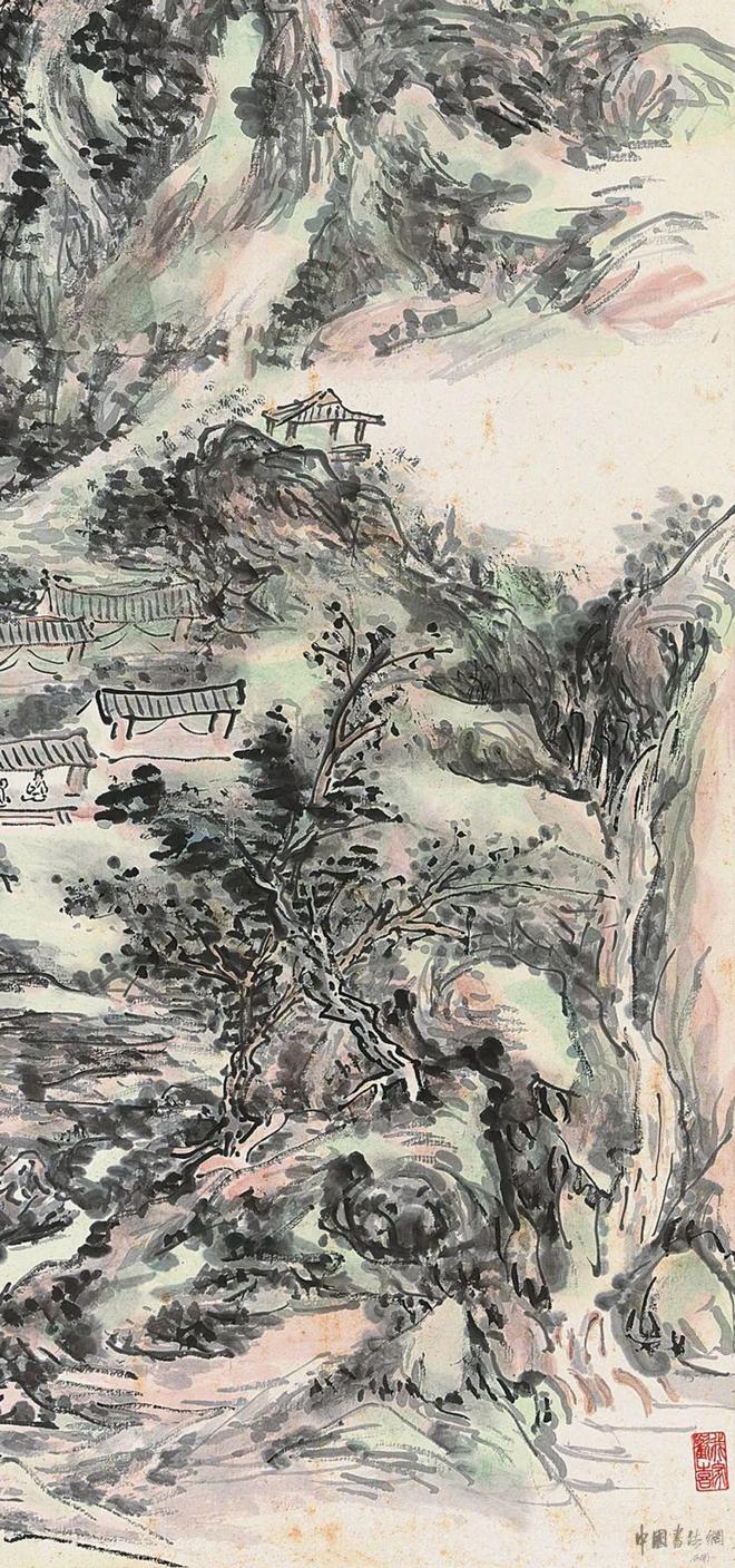 黄宾虹《山居图》 历代国画 第2张