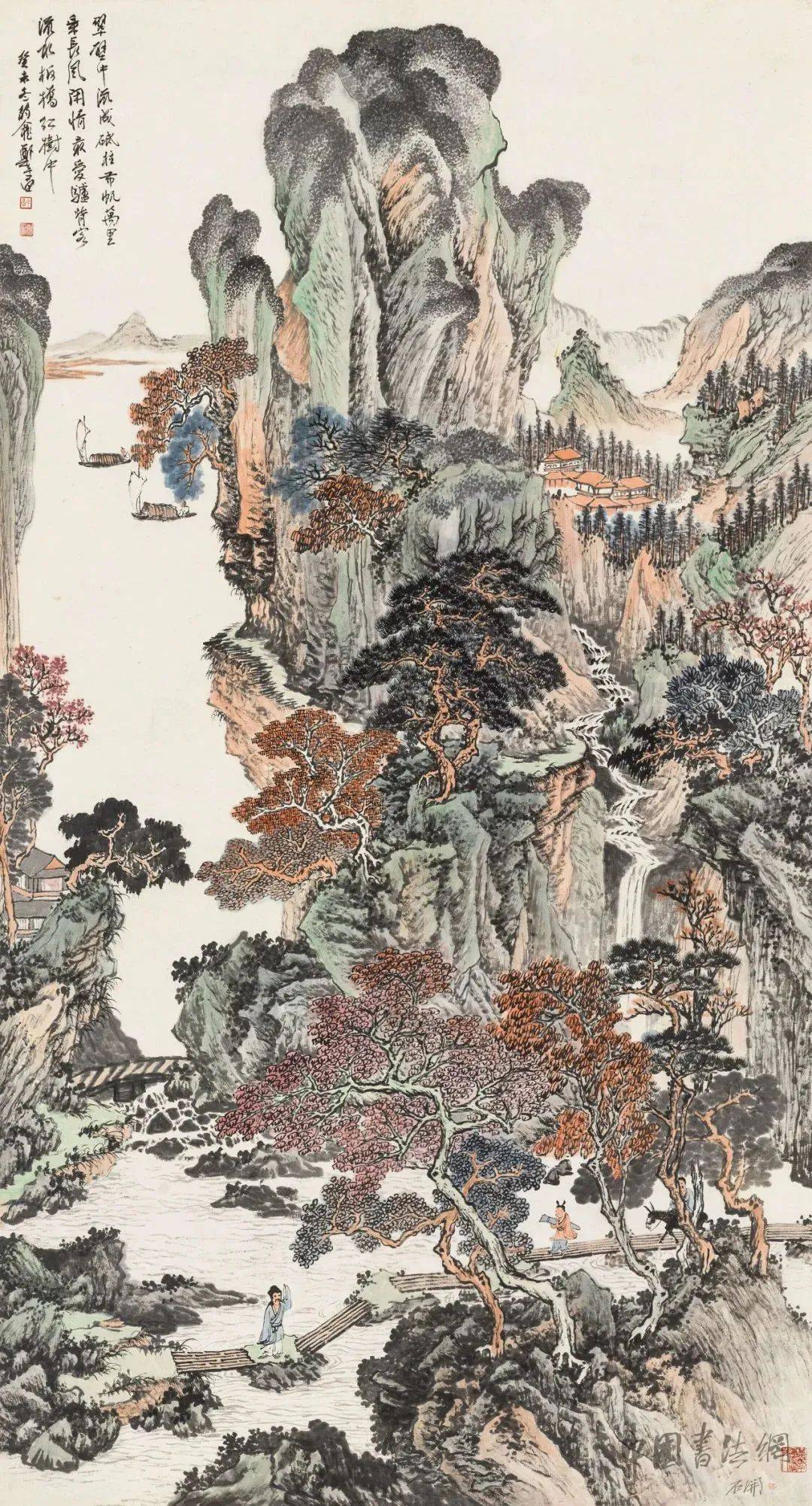 鄭午昌《翠壁中流》 历代国画 第1张