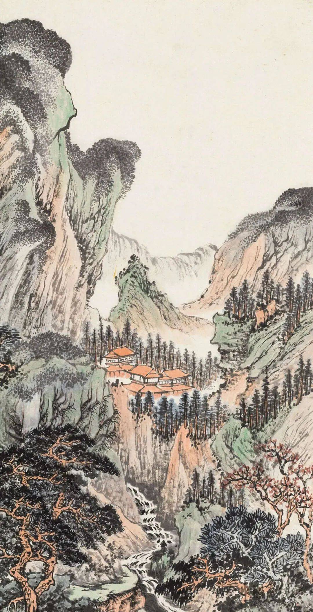 鄭午昌《翠壁中流》 历代国画 第4张