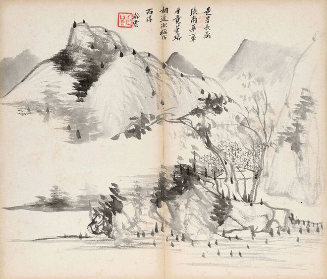 汪梅鼎《山水墨兰册》 历代国画 第3张