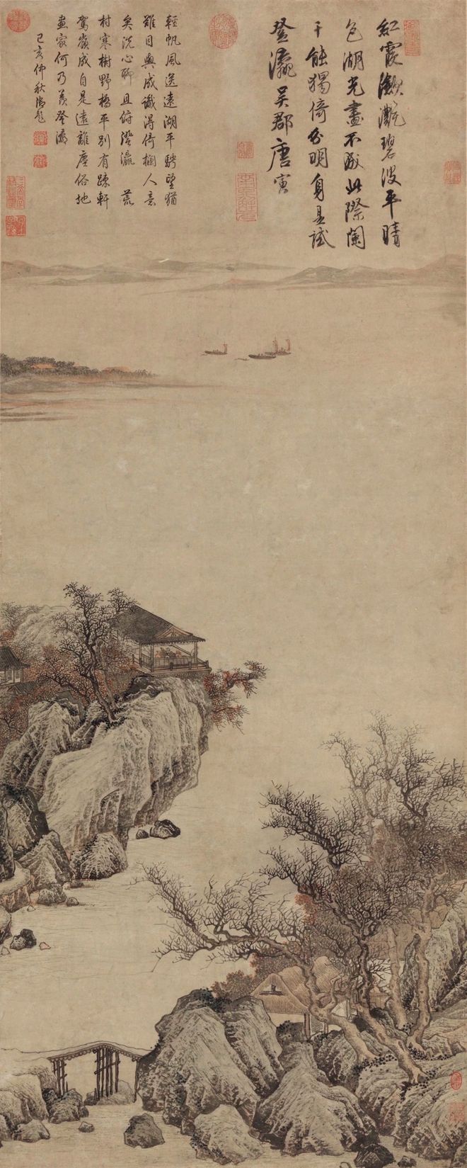 唐寅《湖山一览图》 历代国画 第1张