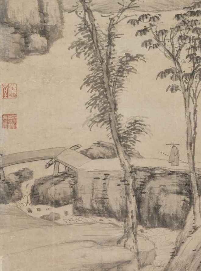 沈周《策杖图轴》 历代国画 第3张
