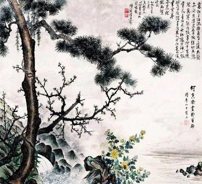 何香凝的梅兰竹菊松，清新雅致 名人名家 第10张