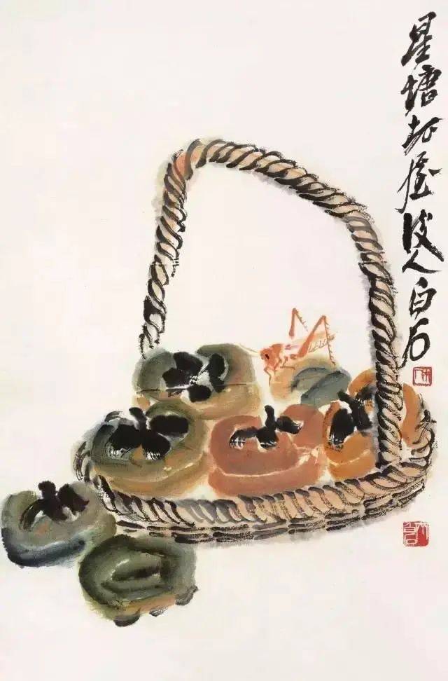 齐白石笔下的白菜、丝瓜、葡萄、石榴、荔枝、柿子，哪样最出彩！ 名人名家 第35张