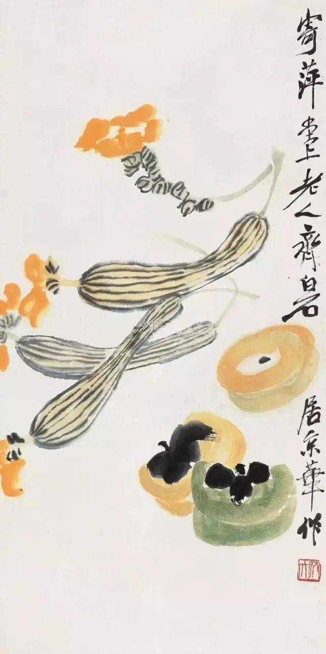 齐白石笔下的白菜、丝瓜、葡萄、石榴、荔枝、柿子，哪样最出彩！ 名人名家 第21张