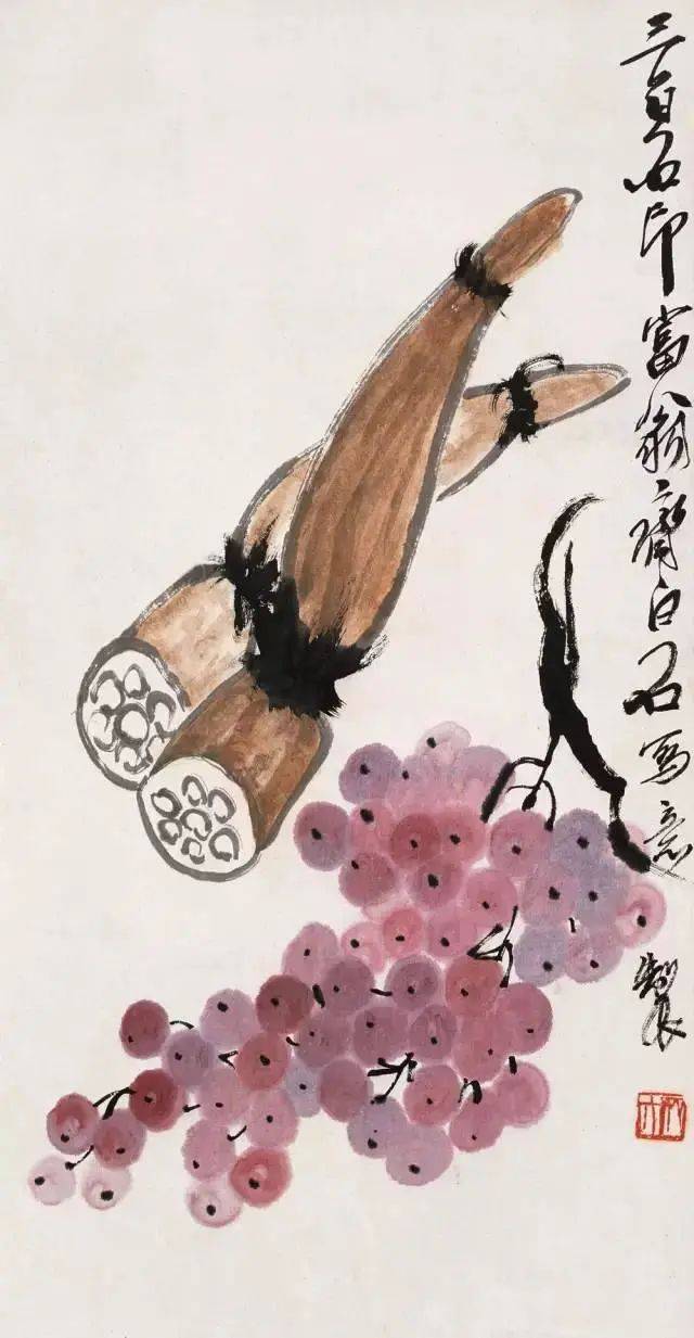 齐白石笔下的白菜、丝瓜、葡萄、石榴、荔枝、柿子，哪样最出彩！ 名人名家 第11张