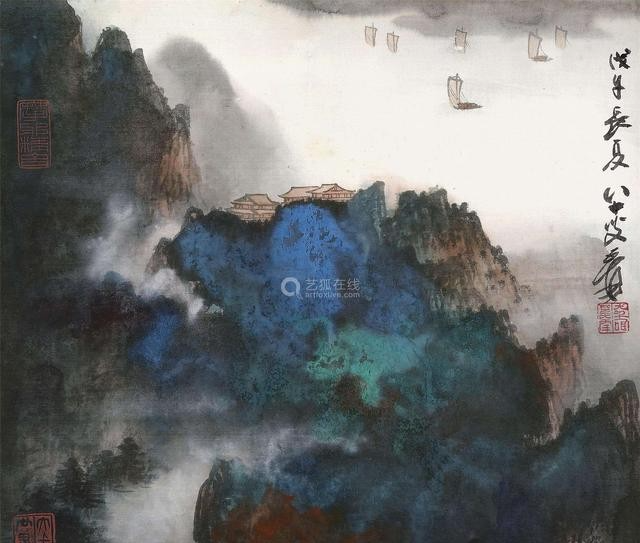 张大千  泼墨泼彩山水作品 名人名家 第7张