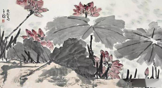 李苦禅画荷 名人名家 第1张