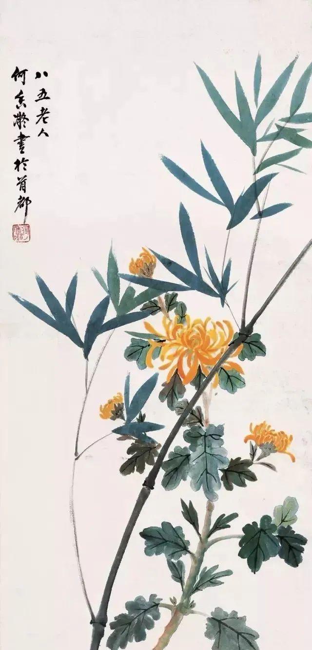 何香凝的梅兰竹菊松，清新雅致 名人名家 第5张