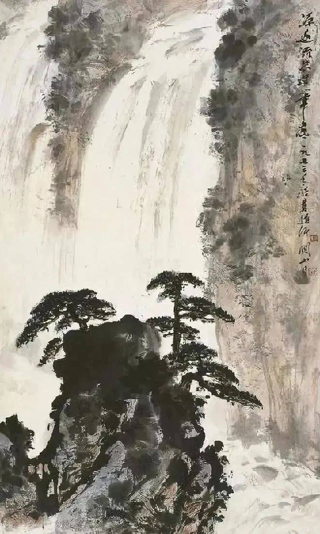 关山月画瀑布，壮观 名人名家 第8张