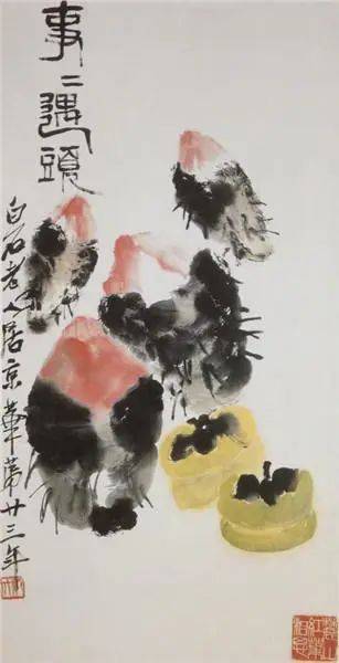齐白石笔下的白菜、丝瓜、葡萄、石榴、荔枝、柿子，哪样最出彩！ 名人名家 第38张