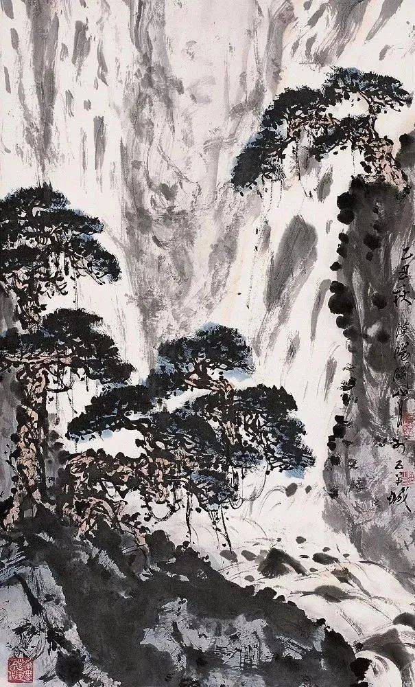 关山月画瀑布，壮观 名人名家 第9张