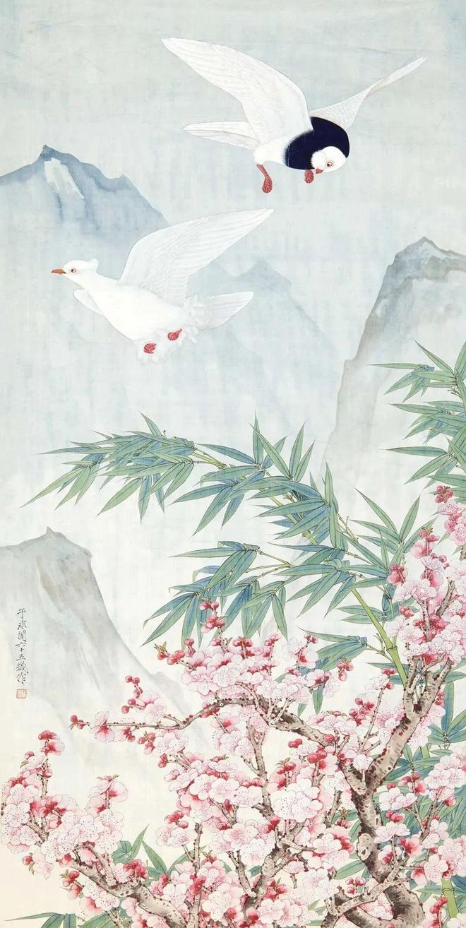 于非闇工笔花鸟的绝妙构图 书画知识 第14张