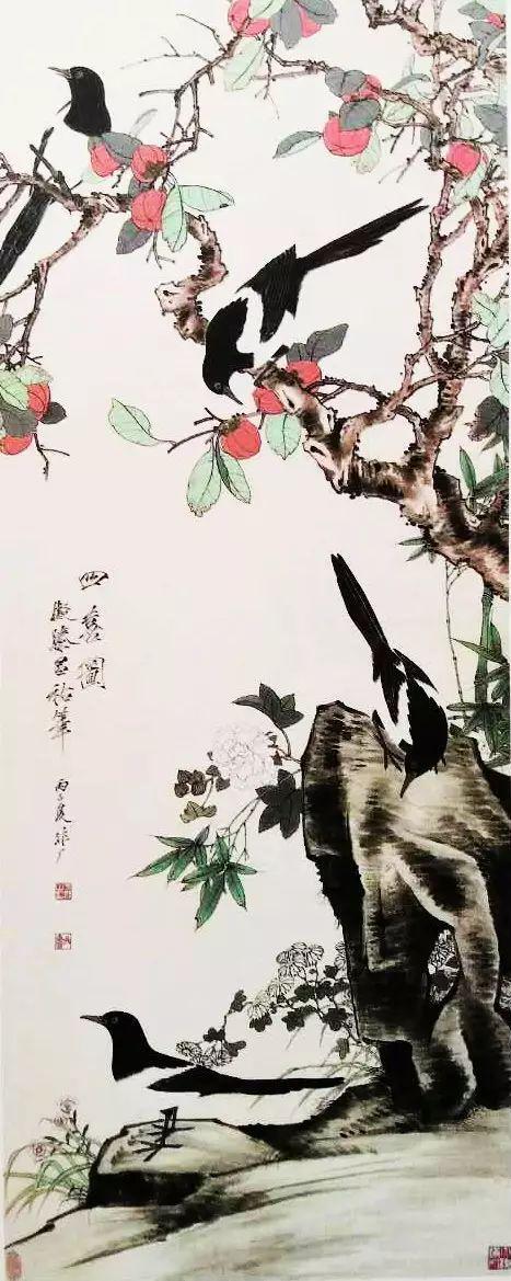 于非闇工笔花鸟的绝妙构图 书画知识 第8张