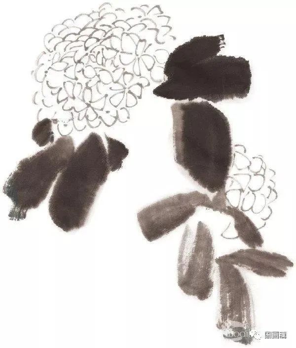 国画水墨绣球花画法 书画知识 第2张