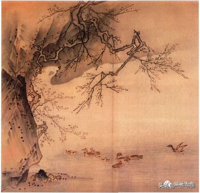 马远《梅石溪凫图》临摹步骤解析 书画知识 第4张